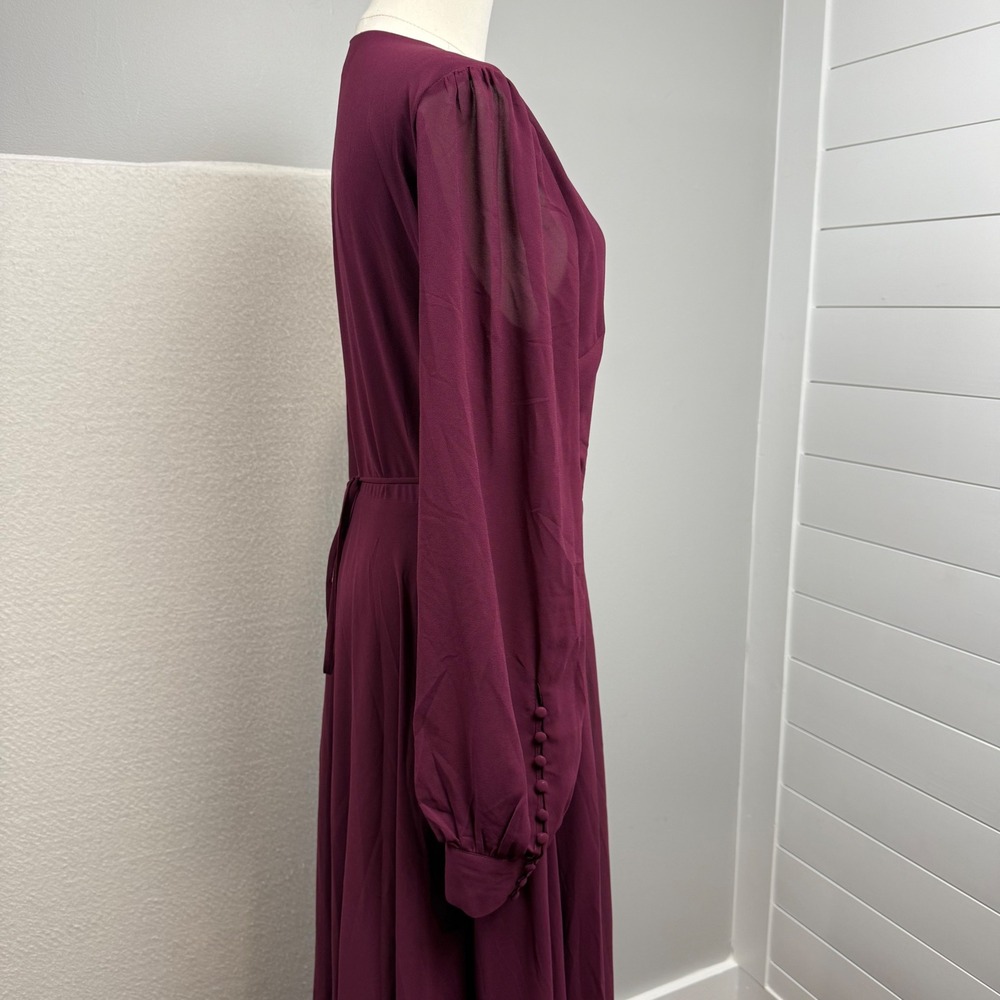 Lulus My Whole Heart Maxi Wrap Dress Long Sleeve Chiffon Formal Size L - Picture 5 of 13